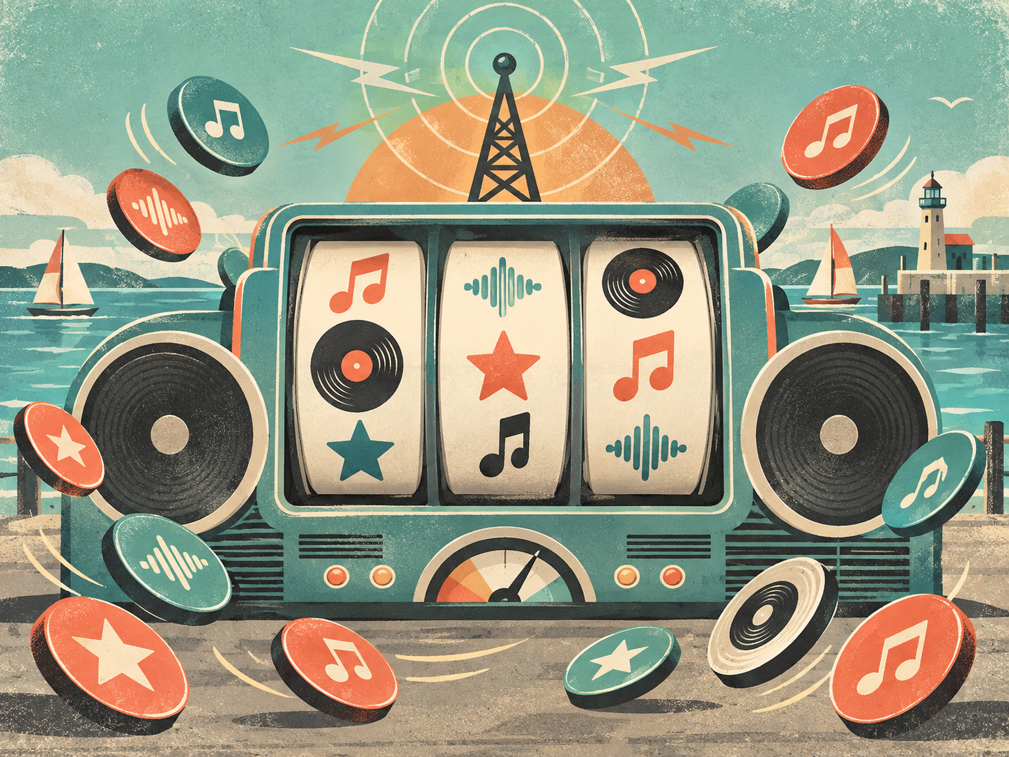 Speakers and records illustration